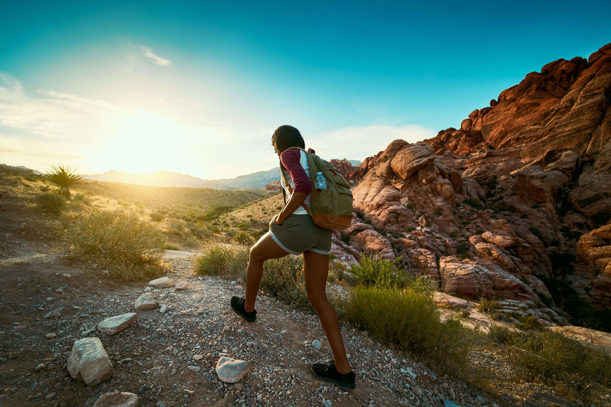 Woman hiking in southern Nevada desert